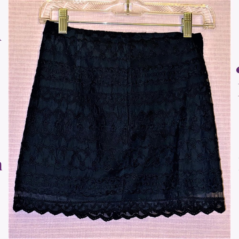 New With Tags Aberccrombie & Fitch Size 00 Dark Blue/Black Lace Like Min… - Picture 4 of 15